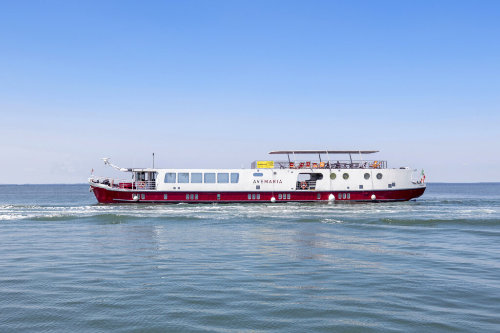 Boat Ave Maria sailing in the Adriatic Sea on a beautiful clear day